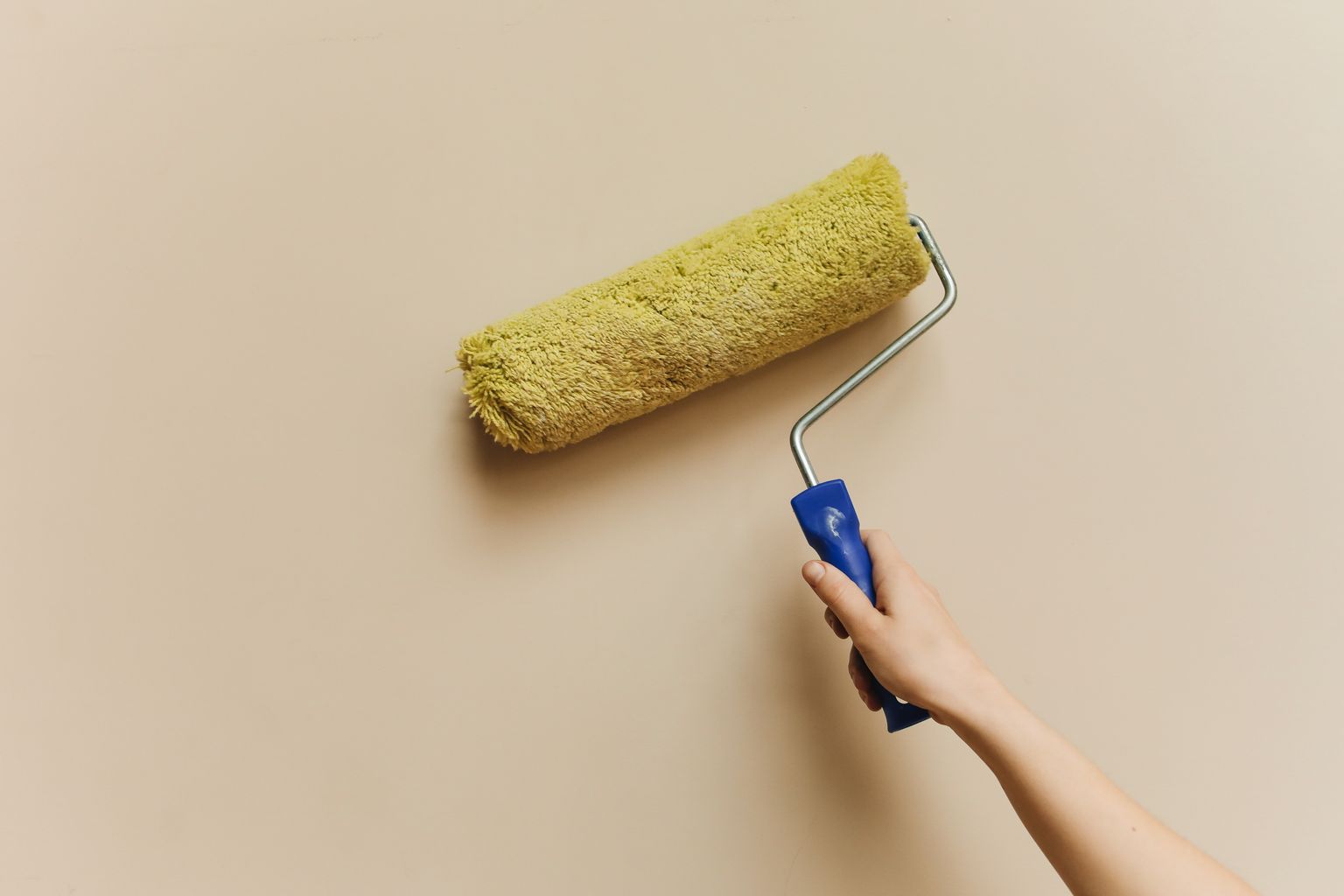 Application de peinture au rouleau sur un mur